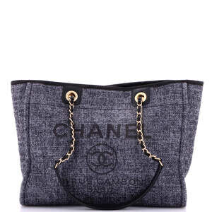 Chanel Small Deauville Tote Raffia with Glitter Detail
